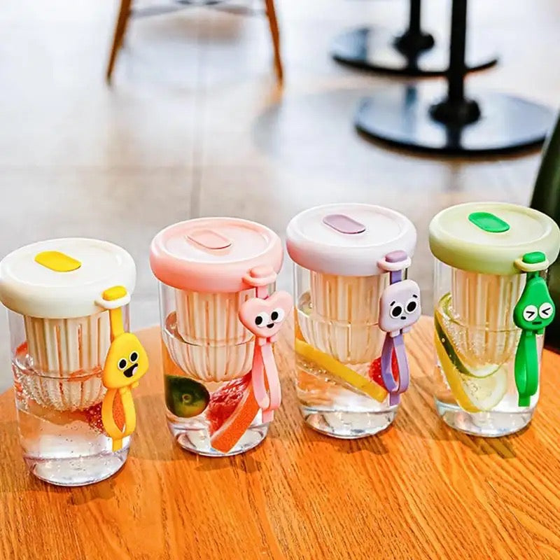 Funny Filter Straw Cup, 500ml Water Glasses With Fruit Tea Isolator Cup, Portable Tea Separation Cold Extract Water Cup