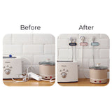 4 pcs Punch Free Self Adhesive Wall Cable Holder, Hook Organizer, Multi-Function Hanger Cord Winder Bracket, Wall Mounted Cable Grips