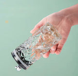 Luxury Bear Cap Transparent Glass Water Cup, Women Coffee Cup With Lid And Straw, European Style Vintage Milk Cup