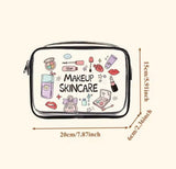 Transparent PVC Makeup Bag, Waterproof Printed Travel Toiletry Bag, Large Capacity Cosmetic Organizer