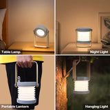 4 In 1 Foldable Table Lamp, Touch Dimmable LED Portable Lantern Light, Rechargeable Camping Lantern Night Light, Wooden Handle Telescopic Lantern Light, Touch Control Dimmable 3 Level Night Light