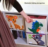 Foldable Toy Storage Basket, Cute Animal Character Cube Box, Children Clothes Toys Book Storage Organizer, Animal Cartoon Design Toys Storage Box
