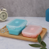 Silicone Foldable Food Container With Lid, Microwave Friendly Silicone Food Container, Silicone Folding Bento Lunch Box