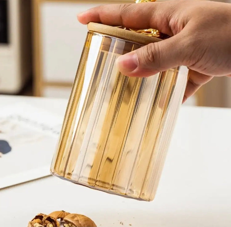 Sealed Glass Nuts Jar With Dear Cap, Kitchen Food Storage Container Bottle Jar, Coffee Beans Grain Storage Jar