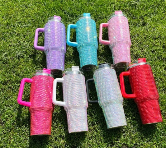 1200ML New Rhinestones Design Tumbler, Shinny Stones Design Travel Mug, Stainless Steel Tumbler For Women, New Design Tumbler With Stainless Steel Straw