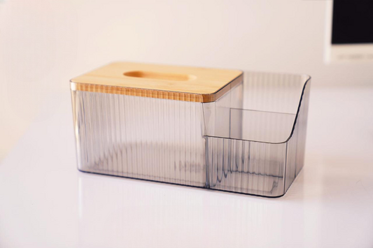 Acrylic Tissue Box With Wooden Cover, Tissue Box With Remote Holder, Kitchen Room Napkins Organizer