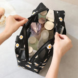 Set Of 2 Daisy Mesh Makeup Bag, Large Capacity Portable Travel Wash Bag, Cute Daisy Pattern Women Zipper Make Up Case, Multipurpose Hot Spring Mesh Bag, Wardrobe Suitcase Pouch