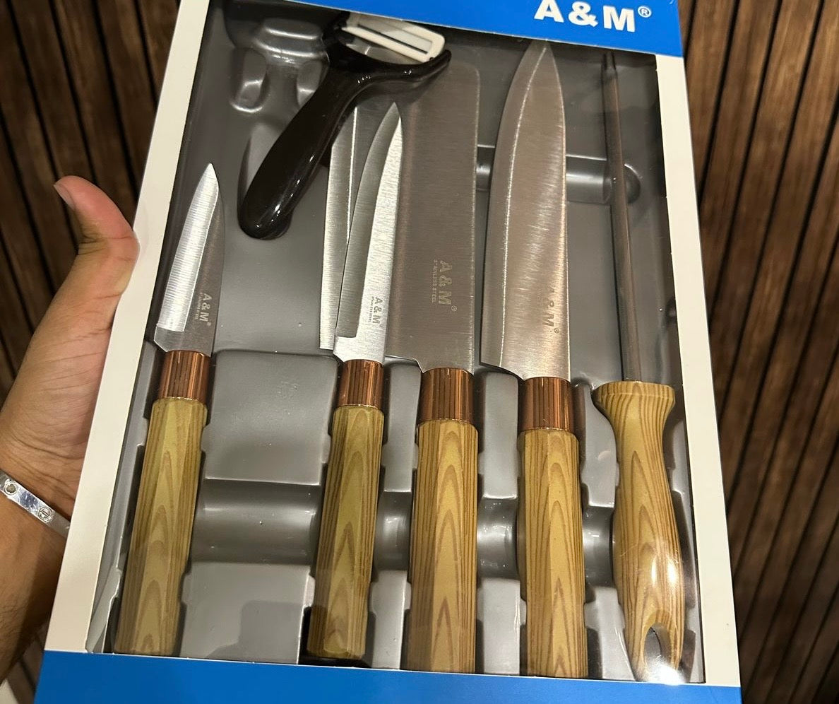 6pcs Kitchen Knives Set, Premium Quality Fruit And Vegetable Knife, Kitchen Cutlery Set, Premium Steak Cutting Knife
