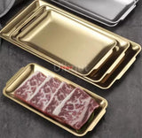 Steak Barbecue Snack Tray, Stainless Steel Rectangular Plate, Kitchen Serving Tray