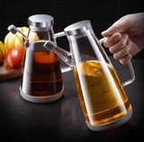 700ml Transparent Oil Jug, Glass Oil Dispenser, Transparent Oil Jug With Stainless Steel, Oil Glass Bottle, Anti-Leak Transparent Oil Bottle