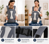 Baby Carrier with Breathable Mesh Back Support, Adjustable Baby Carrier with Waist Support, Multi Position Baby Carrier with Padded Shoulder Straps, Baby Carry Bag with Adjustable Safety Buckles