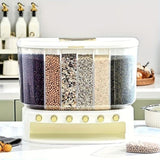 10KG Wall Mounted Cereal Dispenser, Large 6 Compartment Cereal Dispenser, Rice Storage Dispenser