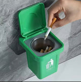 Wall Mounted Ashtray With Lid, Dustproof Mini Trash Can, Stainless Steel Ash Bin With Lid