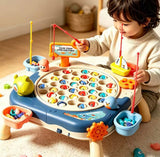 Kids Magnetic Fishing Catching Toy Game, Rotating Fish Catching Toy, Musical Educational Fishing Board Game, Kids Fishing Competition Play Set, Fishing Adventure Game Table for Kids, Educational Magnetic Fish Catching Game