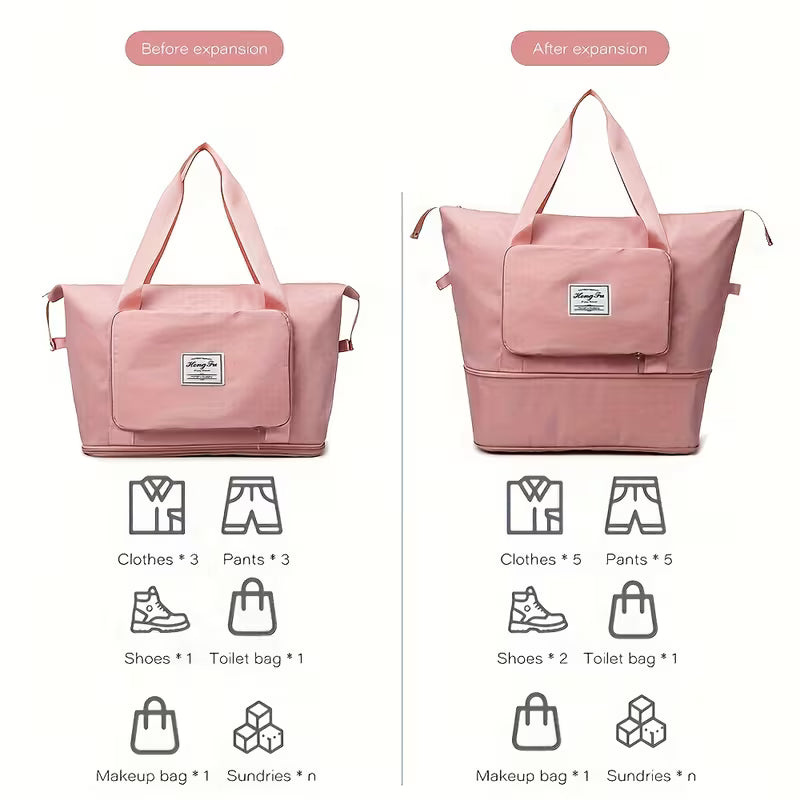 Extendable Travel Bag – Large Capacity Foldable Waterproof Luggage Bag with Dry & Wet Separation