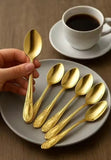 4pcs Elegant Gold Tableware Spoon Set, Stainless Steel Table Spoon, Kitchen Accessories