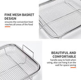 Stainless Steel Air Fryer Tray, Double Non Stick Crisper Tray, Multifunction Roasting Frying Basket, Oven Grill Pan Basket, Kitchen Cooking Tool