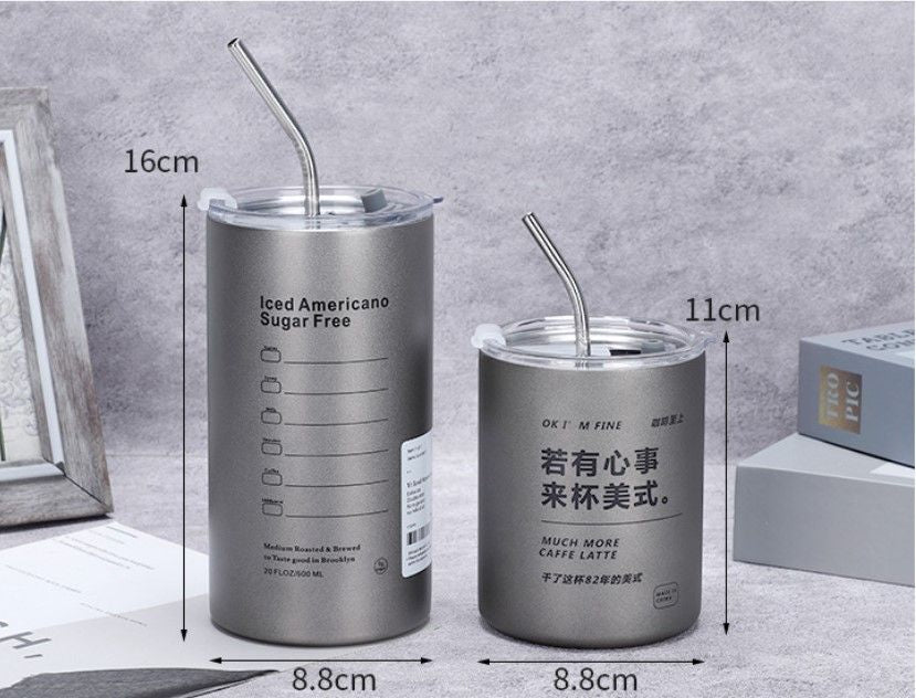 Stainless Steel Ice Coffee And Tea Tumbler, Portable Leakproof Coffee Tumbler, Travel Insulated Car Tumbler With Lid