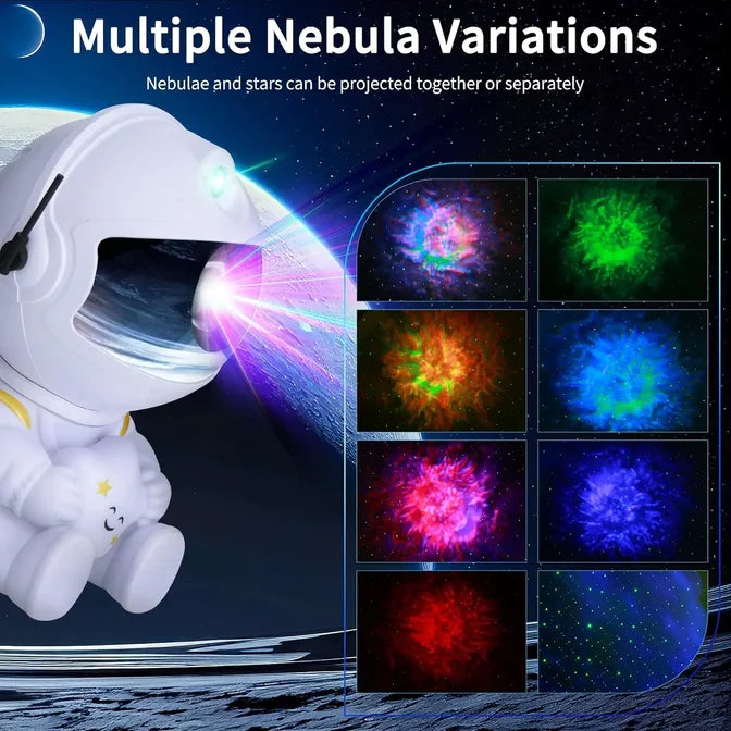 Astronaut Starry Projector Lamp, DIY Astronaut Galaxy Atmosphere Light, Vortex Colorful Rotating Projection Light, Laser Nebula Projector Night Light