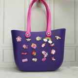 Crocs Sand Bag For Beach, Vacation Themed Bag For Travelling, Tote Handbag With Charms