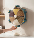 Wall Mounted 6 Grids Grain Storage Wheel, Rotatable Cereal Container, 6 in 1 Rotatable Wall Mounted Rice And Pulses Container