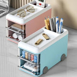 Cute Bus Style Desktop Organizer, 2 Layer Pull Out Clear Drawer Box, Multifunctional Supplies Stationery Pencil Container, Large Capacity Visible Storage Organizer, Dresser And Home Sundries Storage Holder