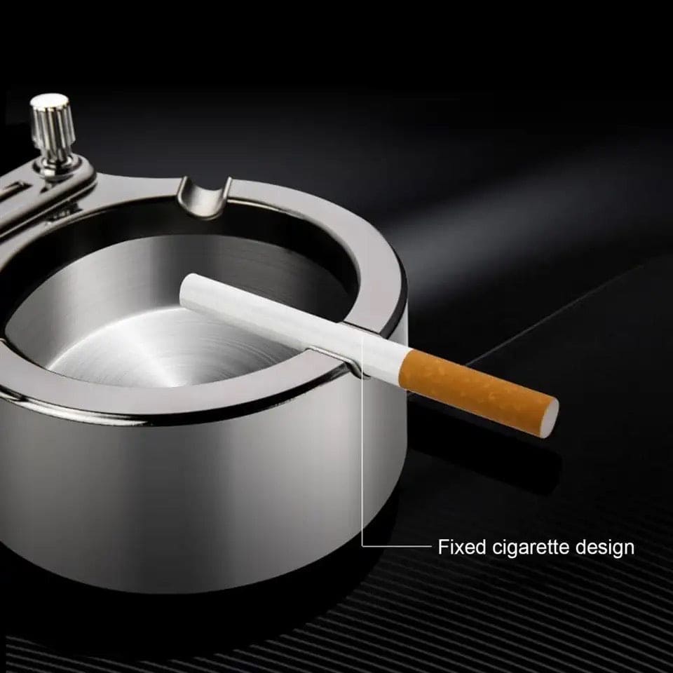 Vintage Metal Ashtray, Car Home Smokeless Storage Holder, Ashtray with Permanent Match Lighter,  Multifunctional Torch Lighter, Portable Plated Permanent Match Lighter, Retro Metal Ten Thousand Match Lighter, Modern Tabletop Ashtrays