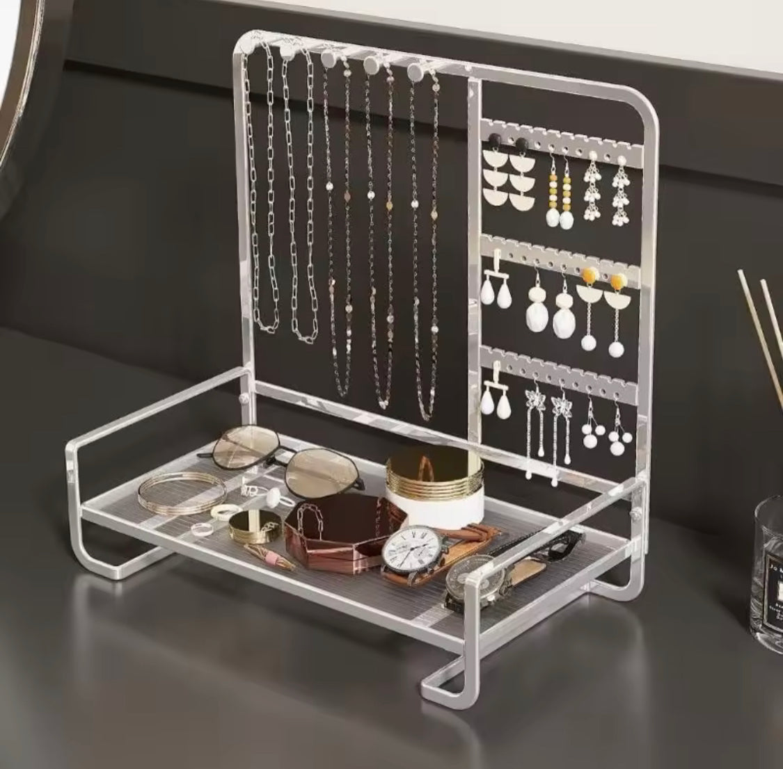 Elegant Metal Jewelry Stand, Jewelry Display Stand, Makeup And Jewelry Stand, Luxury Style Jewelry Stand
