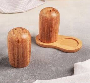 Wooden Salt And Paper Set With Base, Condiment Grinding Tool Kitchen Gadget, Adjustable Coarseness Shaker, Durable Spice Grinder