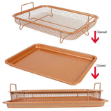 Set Of 2 Pcs Air Fryer Tray, Double Non Stick Crisper Tray, Multifunction Roasting Frying Basket, Heat Resistance Oven Grill Pan Basket, Cooling Grill Pan Plate With Handles
