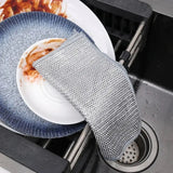 Steel Wire Dishwashing Cloth, Rust Removal Scouring Pad, Double Side Steel Wire Washing Brush, Multipurpose Steel Wool Rag, Reusable Steel Wool Dishcloth, Silver Wire Wipes Dish Towel, Non Scratch Wire Dishcloth
