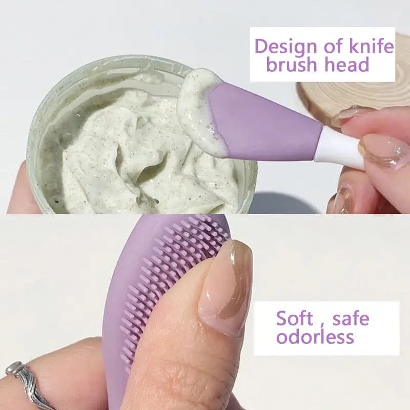 Double Head Silicon Facial Brush, Silicon Facial Massage Cleaning Brush, DIY Mud Film Scraper Facial Care Tool, Face Mask Clay Mask Applicator, Exfoliating Skin Care Home Makeup Tools