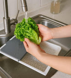 Foldable Cutting Board With Strainer, 2 in 1 Multipurpose Cutting Board, Vegetable Chopping Board With Drain Basket