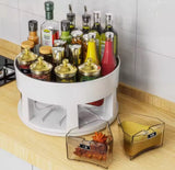 360° Rotating Spice Organizer, 6 Grid Seasoning Tray, Rotatable Spice Bottle Shelf Organizer, Large Capacity Double Layer Seasoning Storage Rack, Rotatable Condiment Rack
