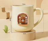 Set Of 2 Portable Children Toothbrush Cup, Portable Coffee & Milk Cup with Handle, Mouth Wash Cup, Cute Cartoon Gargle Cup Reusable Mouthwash Cup Bathroom Decoration