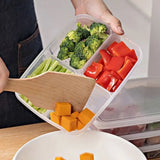4 Grid Plastic Becon Box, Four Compartment Food Storage Box, Reusable Preservation Box With Lid, Plastic Refrigerator Storage Box Organizer, Food Storage Container with Lid for Refrigerator, Multipurpose Food Fridge Keeper