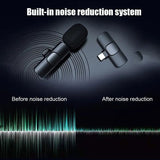 Portable Wireless Mic, Wireless Lavalier Microphone, Mini Mic For Audio Video Recording Interview Streaming Tiktok Game Live Broadcast, Lavalier Microphone for Smartphone, K8 Wireless Mini Mic for iPhone Android Type C