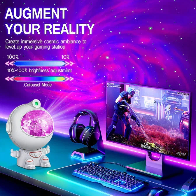 Astronaut Starry Projector Lamp, DIY Astronaut Galaxy Atmosphere Light, Vortex Colorful Rotating Projection Light, Laser Nebula Projector Night Light