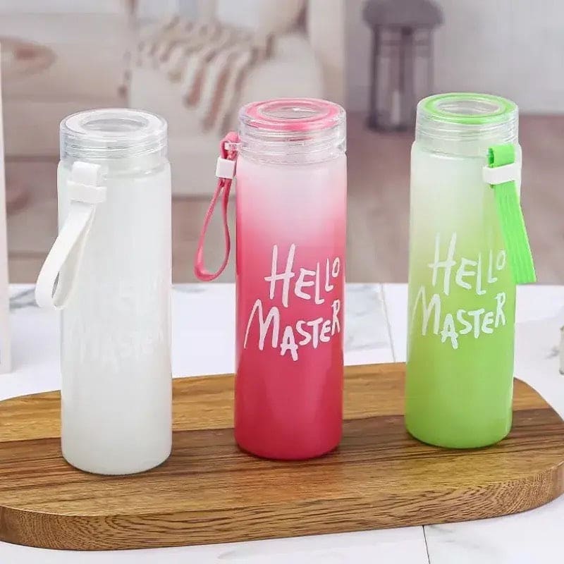 Hello Master Water Bottle, 480ml Transparent Gradient Colorful Bottle, Portable Athletic Stylish Frosted Water Bottle, Large Capacity Misting Water Bottle, Gradient Drinkware Travel Bottle, Outdoor Sport Fitness Water Cup