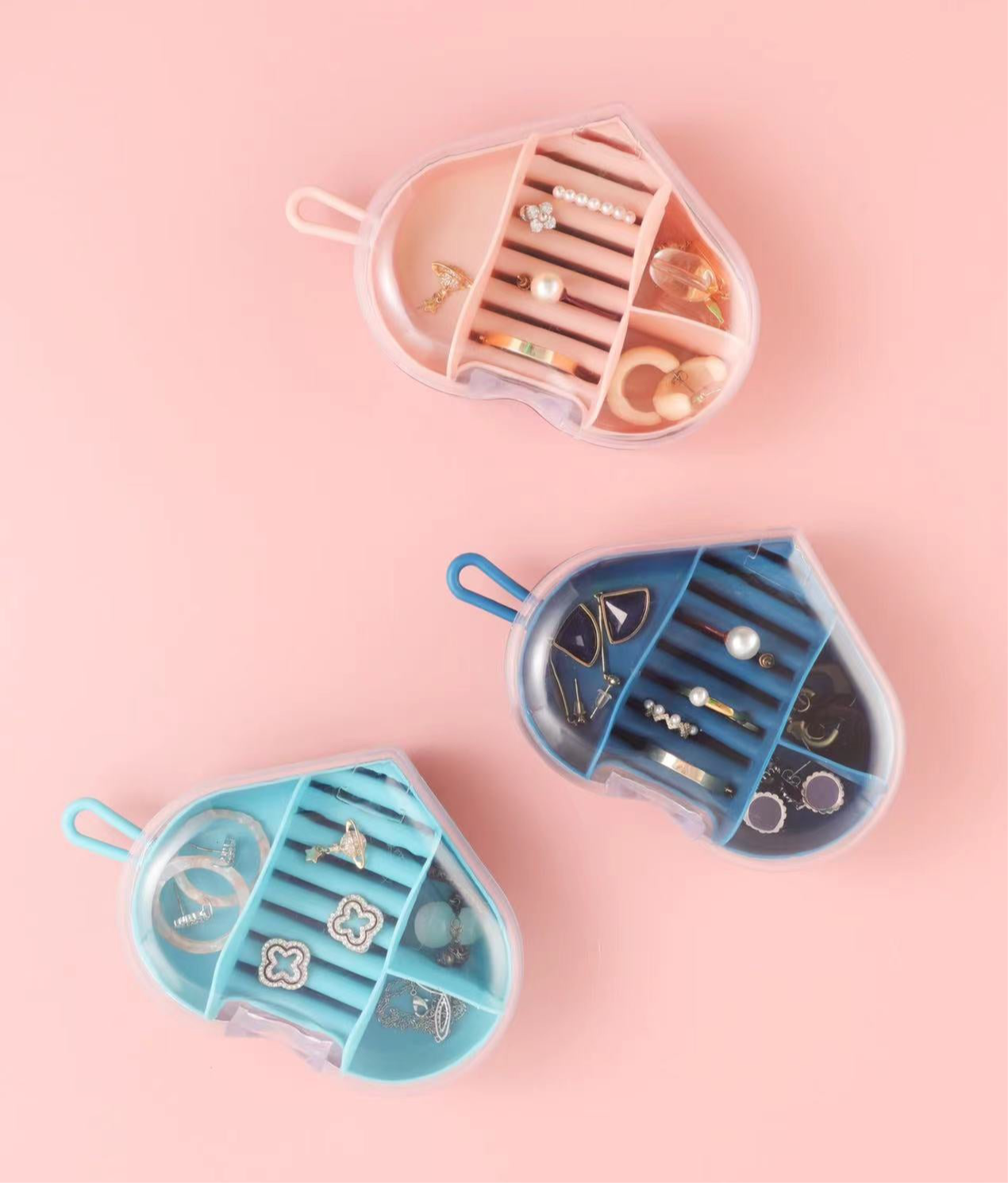 Creative Heart Shape Jewelry Box, Cute Mini Jewelry Organizer, Small Jewelry Case For Travel, Mini Jewelry Case For Earrings and Rings