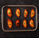 Stainless Steel Air Fryer Tray, Double Non Stick Crisper Tray, Multifunction Roasting Frying Basket, Oven Grill Pan Basket, Kitchen Cooking Tool