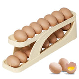 Automatic Scrolling Egg Rack, Refrigerator Egg Dispenser For Kitchen, Double Layer Egg Dispenser, Roll Down Counter Top Egg Holder, Smart Rolling Egg Storage Tray