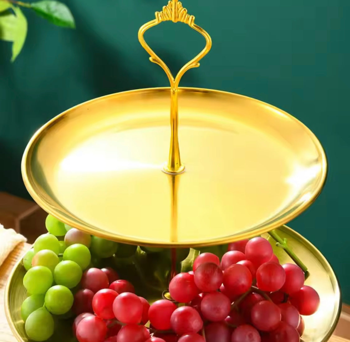 Three Layer PVC Plastic Cake Display Stand, Luxury Gold Dessert Display Stand, Multi Layer Serving Tray, Serving Platter Stand, Elegant Gold Cake Stand with 3 Decorative Serving Trays