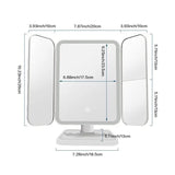 Trifold Makeup LED Mirror, Dorm Dressing Mirror Beauty Light, Smart Complementary Makeup Mirror, Tabletop Small Makeup Decorative Mirror Desk Led, Touch Screen Portable Table Cosmetic Mirror for Travel Cosmetic Office