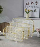 Elegant 3 Piece Serving Tray Set, Dinnerware Serving Tray, Set Of 3 Glass Tray Set