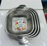 Square Shape Stainless Steel Strainer With Handle, Vegetable and Fruit Washing Strainer, Vegetable Strainer Bowl, Kitchen Steel Mesh Strainer Colander