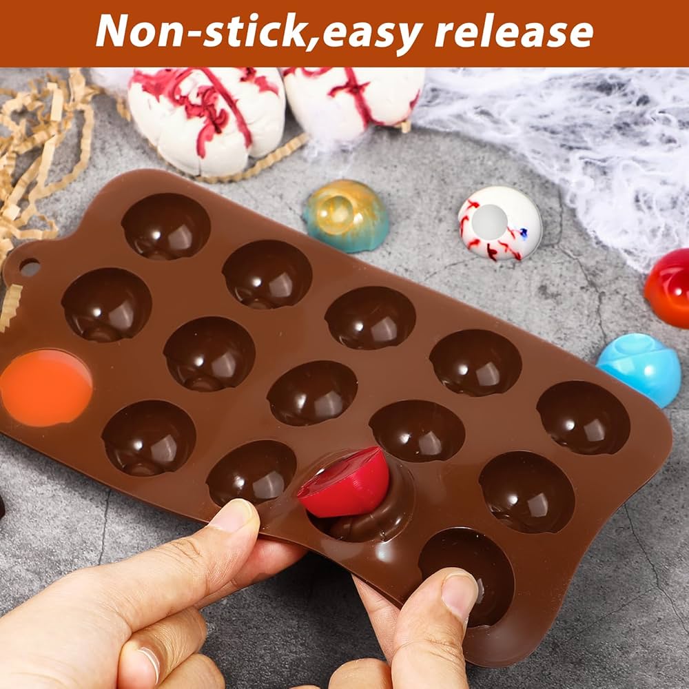 Eye Ball Shaped Silicone Chocolate Mold, 15 Cavity DIY Silicone Chocolate Molds, Cake Decorating Accessories