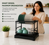 2 Tier Kitchen Dish Rack, Kitchen Countertop Dish Organizer, Space Saving Dish Drying Rack, Kitchen Dish Storage And Drying Rack