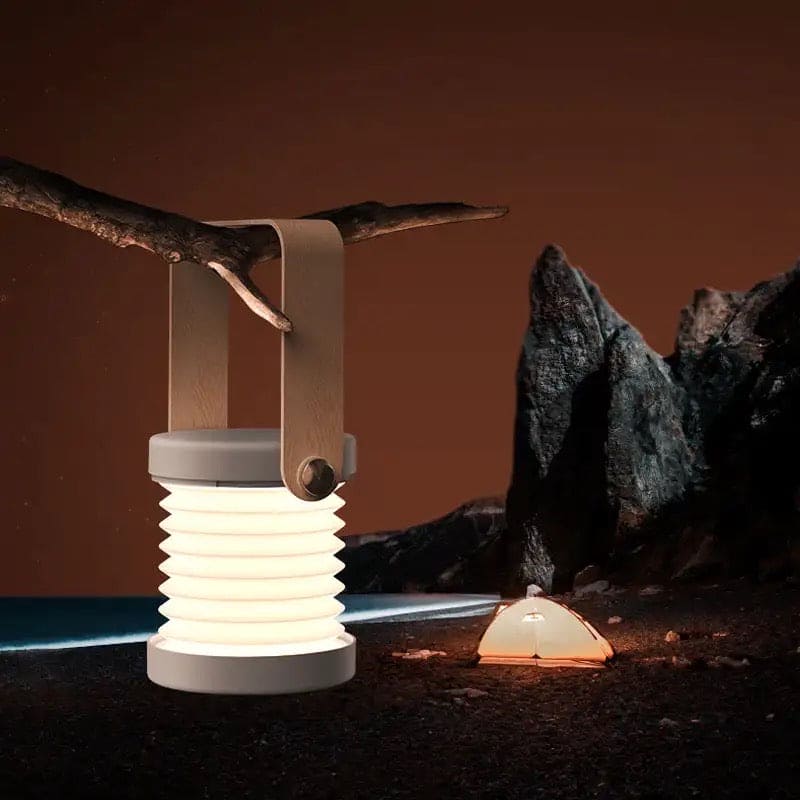4 In 1 Foldable Table Lamp, Touch Dimmable LED Portable Lantern Light, Rechargeable Camping Lantern Night Light, Wooden Handle Telescopic Lantern Light, Touch Control Dimmable 3 Level Night Light