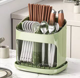 Chopstick Holder With Drainage Tray, Kitchen Utensil Holder With Water Drain Tray, Spoon Fork Chopsticks Storage Rack, Countertop Spoon  Drainage Shelf